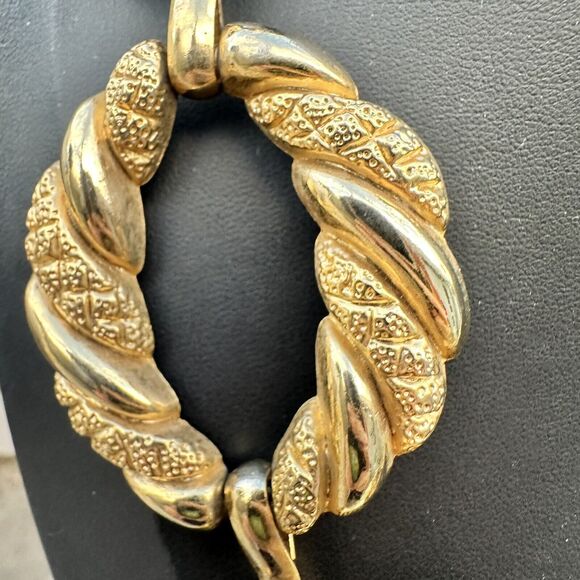 Vintage Chunky Gold Tone Rope Link Chain Necklace Heavy Statement 80s 90s Gaudy - Picture 4 of 5